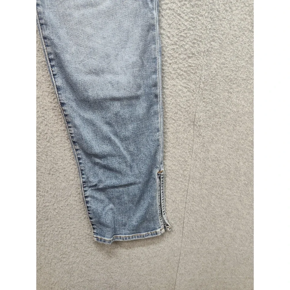 Fashion Nova Women Jeans 13 Blue 5 Pocket Side Slit High Rise Straight Leg Denim